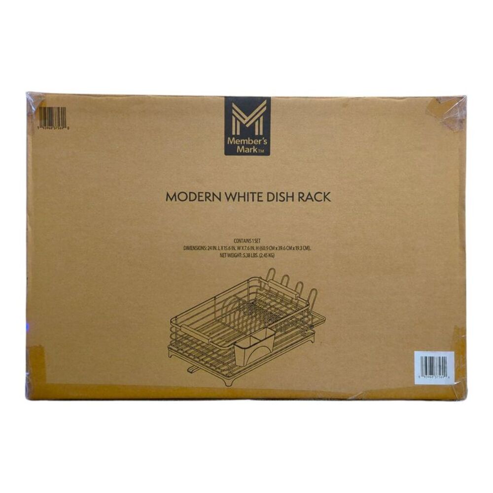 Member's Mark Modern Dish Rack With Utensil Caddy And Glassware Holder, White
